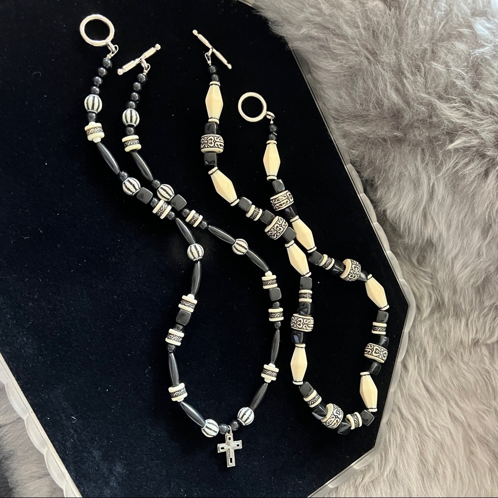 2 boho bead necklaces unisex